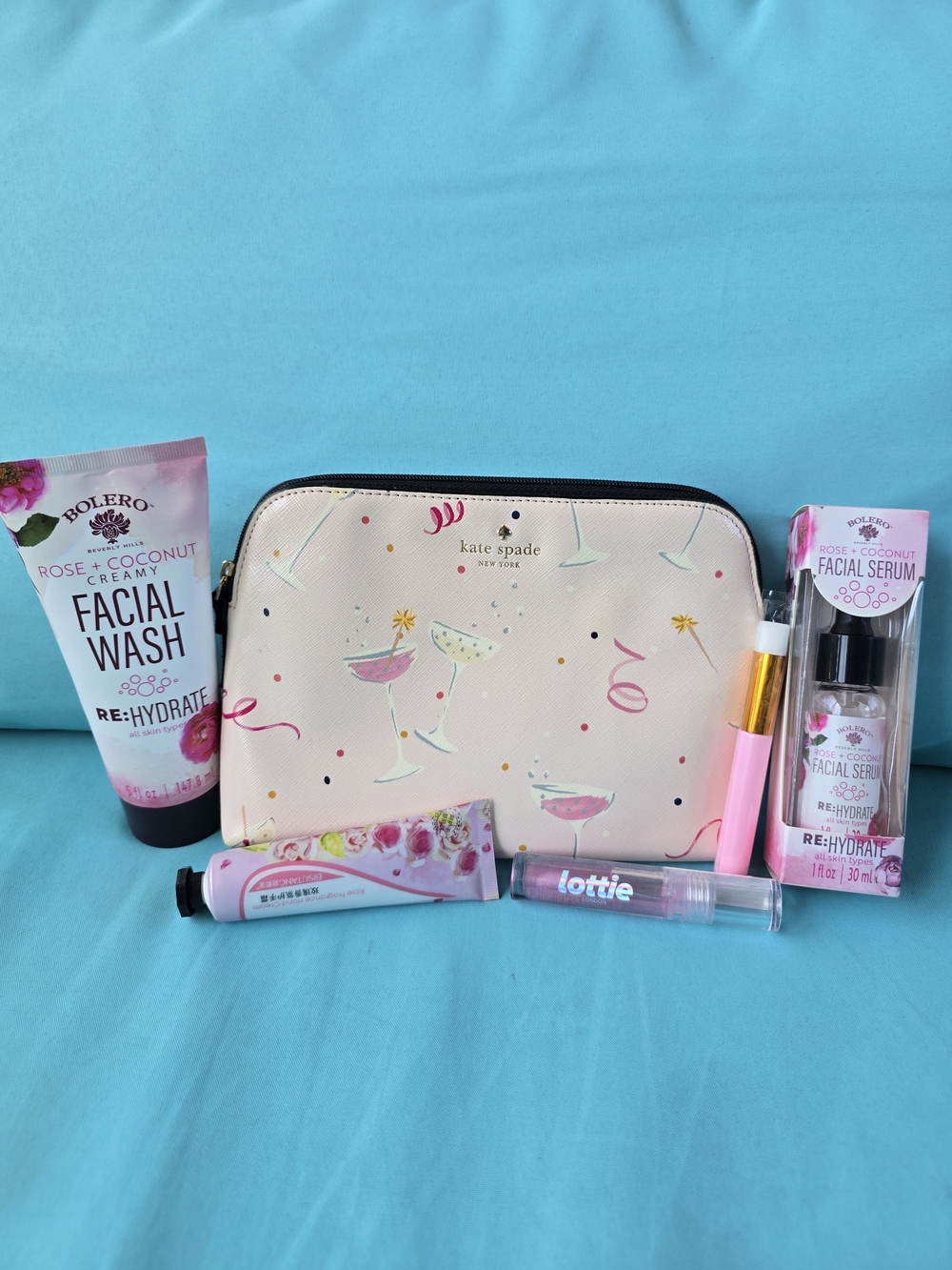 Kate Spade Pink Cocktail Cosmetic Pouch - 6 Piece Set